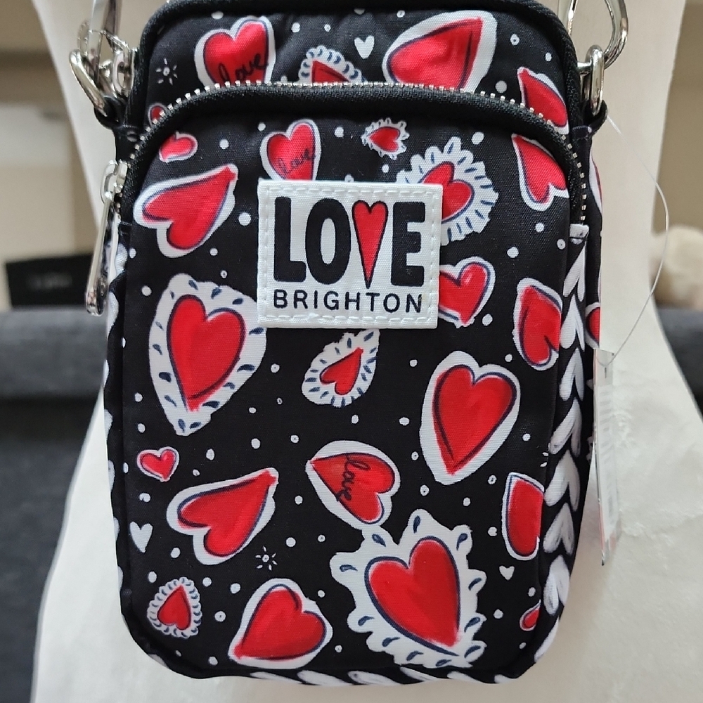 Brighton Love Black & Red Heart Crossbody‎ Bag NWT And Removable Strap